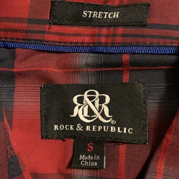 Rock & Republic Plaid Western Long Sleeve Men’s Shirt - Picture 8 of 9